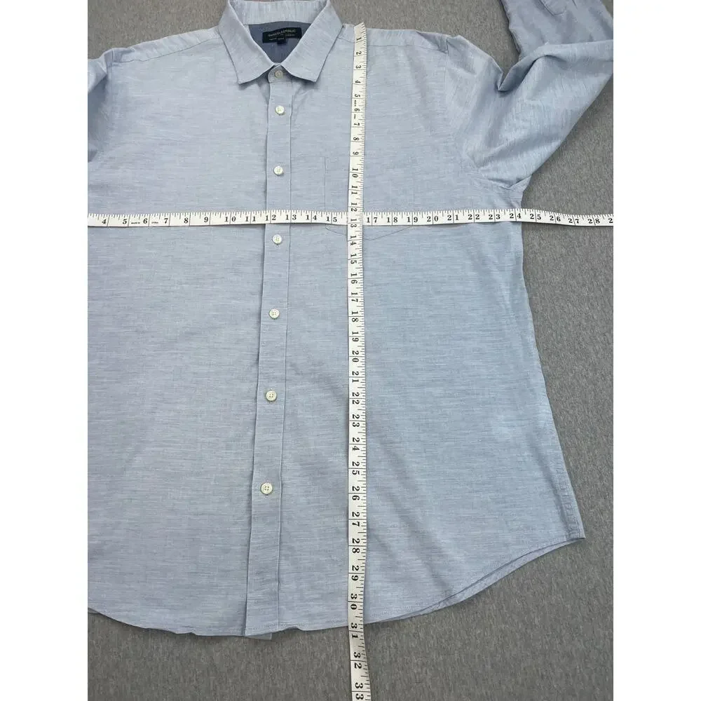 Banana‎ Republic Shirt Mens XL Blue Cotton Soft Wash Tailored Slim Fit Button Up